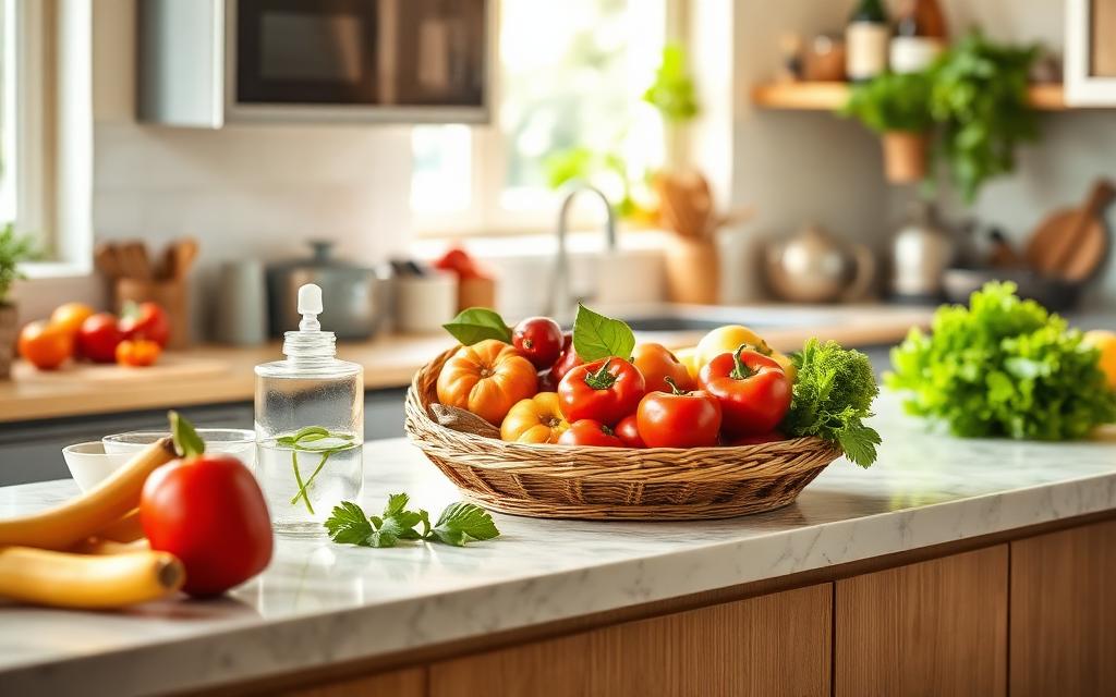 Clean Phoenix kitchen counter kept roach-free with weekly pest prevention