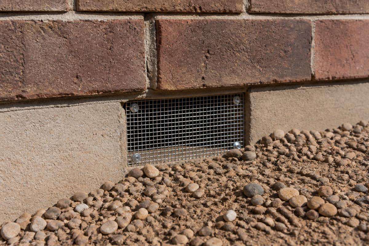 Sealed entry point on the exterior of a Phoenix home to exclude roof rats